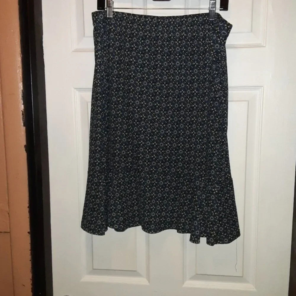 Sag Harbor Geometric Print Pull-On Skirt | Size XL